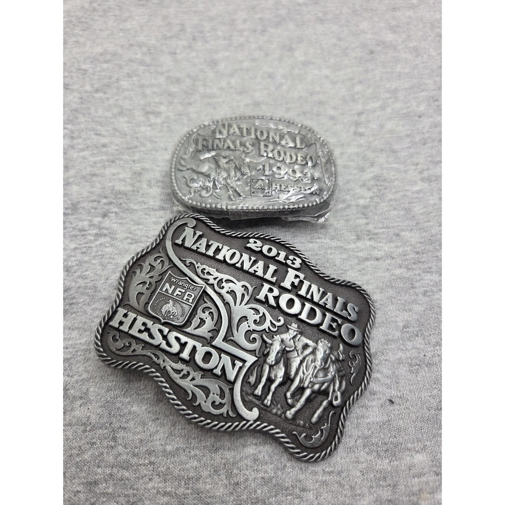 Lot of 2 Women's NFR Rodeo Belt Buckles Montana Silversmiths 2013 1993 Sealed